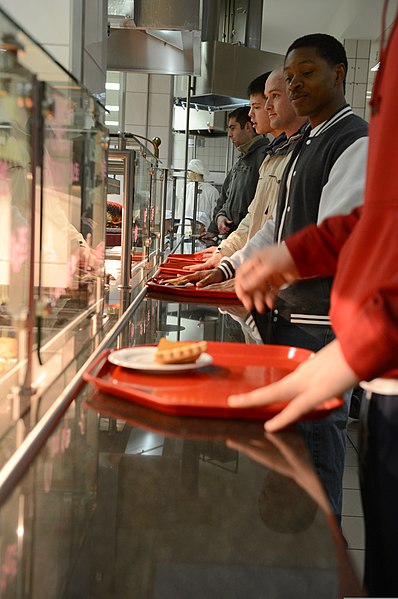 File:U.S. Airmen and their families stand in line to receive a Thanksgiving Day meal at the Mosel Hall Dining Facility at Spangdahlem Air Base, Germany, Nov. 28, 2013 131128-F-OP138-031.jpg