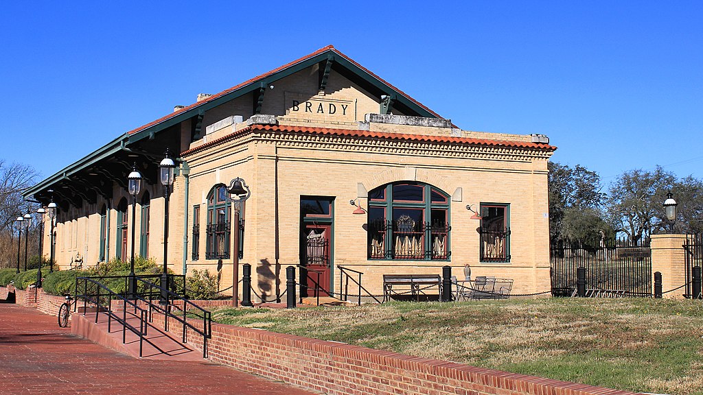 exterior of brady train depot, one of the best things to do in brady texas