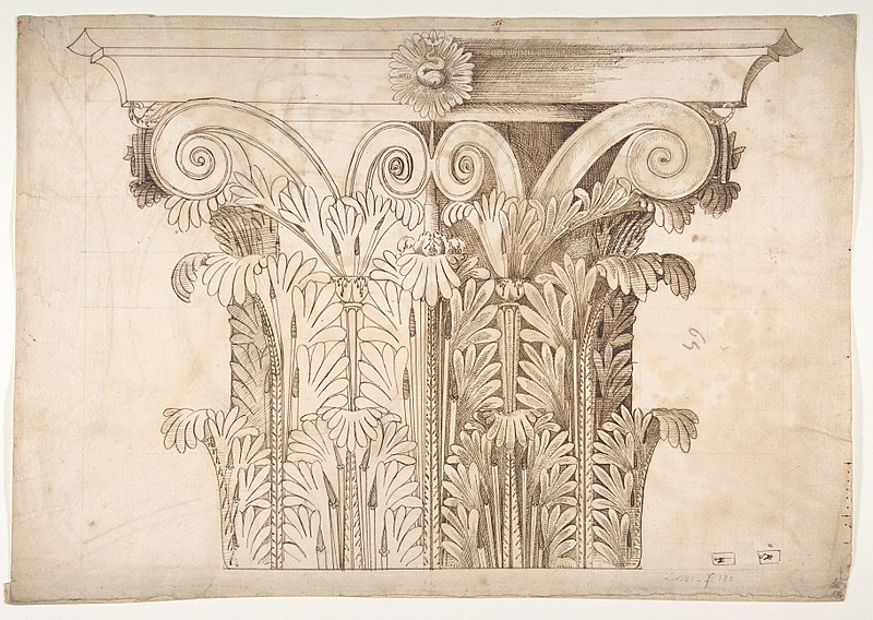 File:Unknown, Corinthian capital, elevation (recto) Unknown, Corinthian capital, plan diagram and detail (verso) MET DP810838.jpg