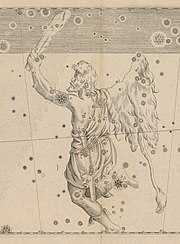 Grabado de Orión de la Uranometria de Johann Bayer (1603).