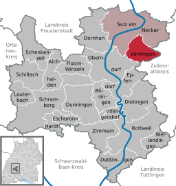 Läget för Vöhringen i Landkreis Rottweil