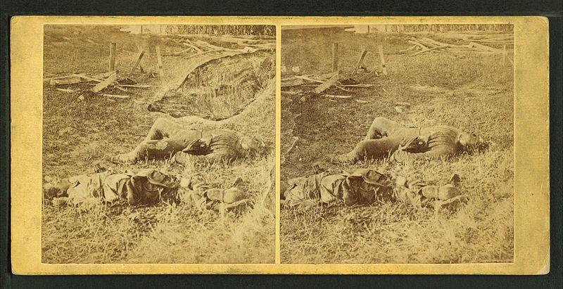 File:View on battle field of Antietam near Sherrick's house, where the 79th New York Volunteers fought after they crossed the creek. Group of dead Confederates, by Gardner, Alexander, 1821-1882.jpg