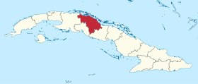 Karta Kube s istaknutom pokrajinom Villa Clara