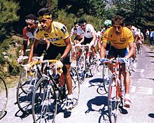 Santos Hernandez (ONCE) and Pedro Delgado (Reynolds), during the race