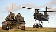 A Royal Wessex Yeomanry Challenger 2 during exercises on the Salisbury Plain in 2014. WESTCOUNTRY ARMY RESERVISTS CALL IN CHINOOK HELICOPTER DURING DYNAMIC TRAINING WEEKEND MOD 45156719.jpg
