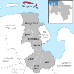 Läget för kommunen Wangerooge i Landkreis Friesland
