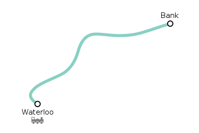 Kart over Waterloo & City-linjen