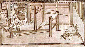 Weaving the silk (Sericulture by Liang Kai, 1200s).jpg