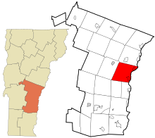 Hrabstwo Windsor Vermont włączone i niezarejestrowane obszary Hartland highlighted.svg