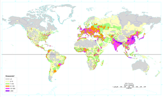 Population density A measurement of population numbers per unit area or volume