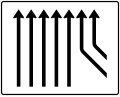 Zeichen 550–29 Zusammen­führungs­tafel – an durchgehender Strecke – fünfstreifig plus zweistreifig von rechts