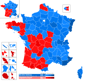 Élection présidentielle française de 2007 T2 carte départements & régions.svg