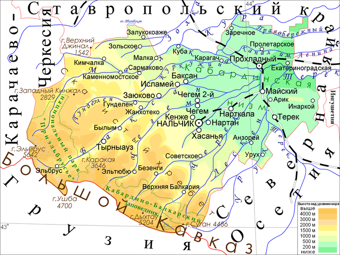 Кабардино балкария на карте. Физическая карта Кабардино-Балкарии. Географическая карта Кабардино-Балкарской Республики. Кабардино-Балкария карта подробная. Кабардино-Балкарская Республика на карте России.