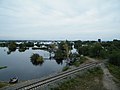 Железнодорожная линия специального назначения к селу Владимировка, вид из пос. Приамурский в дни наводнения 2013 г.
