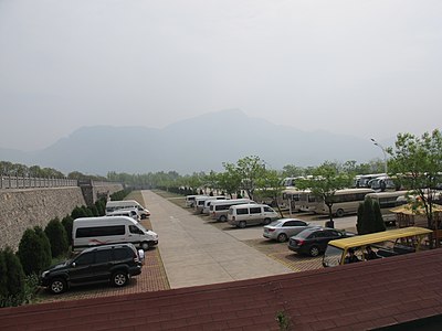 The major public parking lot, just south of the bus stop