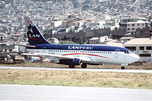 A former LAN Perú Boeing 737-200 at Alejandro Velasco Astete International Airport in 2000