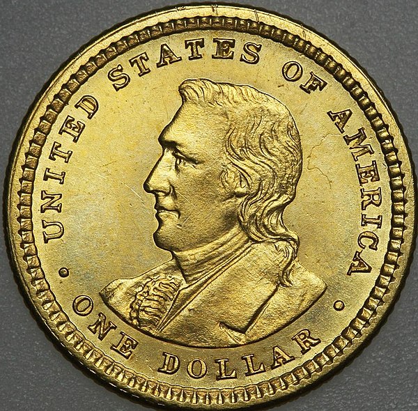 Clark depicted on the 1904–05 commemorative Lewis and Clark Exposition dollar