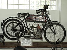 1912 Hazlewood motorcycle with a 298 cc (18.2 cu in) four-stroke single cylinder JAP engine 1912 Hazlewood motorcycle.jpg