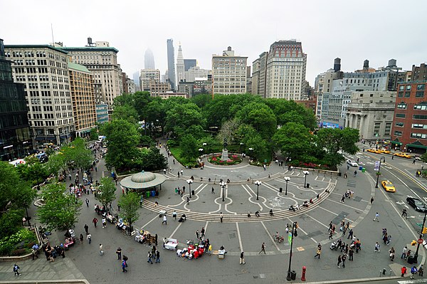 Union Square seen from 14th Street in May 2010