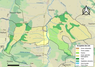 Kolorowa mapa przedstawiająca użytkowanie gruntów.