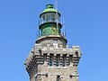 Leuchtturm Cap Frehel-85m hoch-Baujahr 1950-an einer steilen Landzunge an der Cote de Emeraude,Village Plevenon im Departement Cote de Armor,Region Bretagne gelegen.