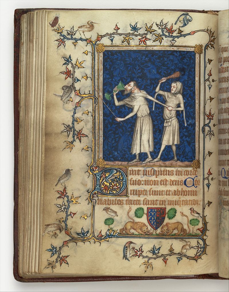 File:8 Jean Le Noir. Two Fools. Miniature from Psalter of Bonne of 