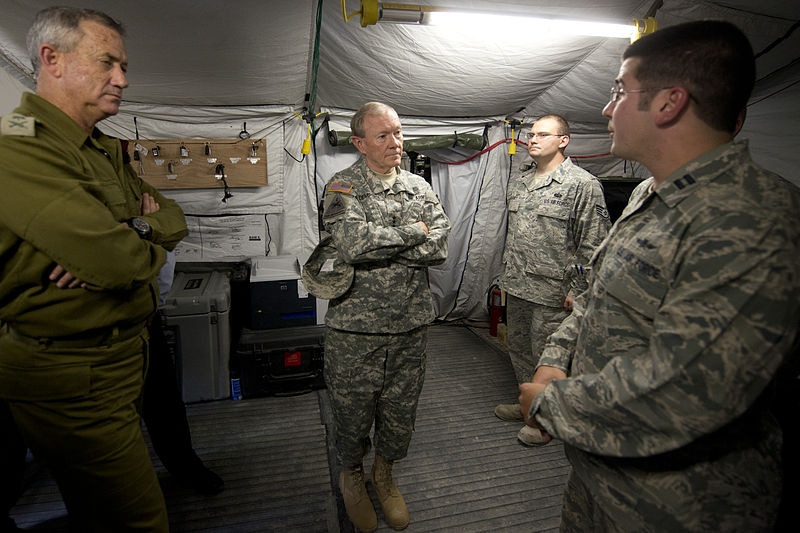 File:A U.S. Air Force captain, right, briefs Army Gen. Martin E. Dempsey, second from left, the chairman of the Joint Chiefs of Staff, and Israel Defense Forces Chief of General Staff Lt. Gen. Benjamin Gantz, left 121030-D-V0565-007.jpg