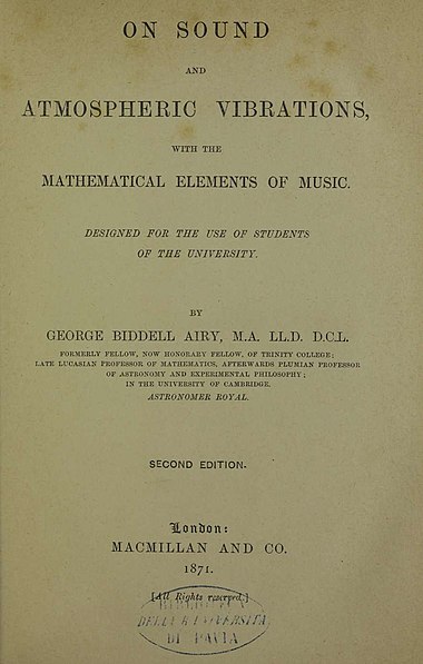 On sound and atmospheric vibrations with the mathematical elements of music, 1871