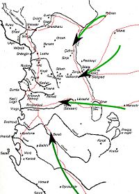 The main roads through Albania and the most common Ottoman invasion routes. Albania invasions.jpg