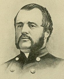 Head and shoulders sepia-toned photograph of Colonel Albert B. Jewett in dress uniform, facing slightly to his right, looking slightly to his right