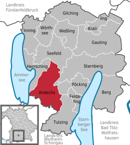 Poziția localității Andechs