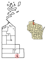 Location of Butternut in Ashland County, Wisconsin.