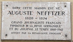 Auguste Nefftzer: Französischer Journalist