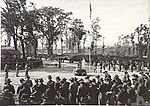 Members of the 2/3rd Battalion during a memorial service held for members of the unit who were killed in the Aitape-Wewak Campaign