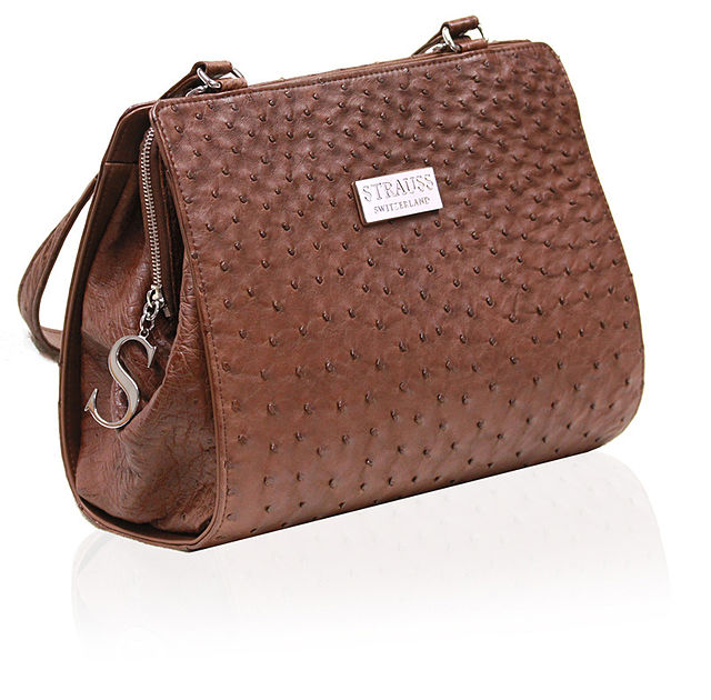 GENUINE OSTRICH SKIN HANDBAG - MINK