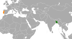 মানচিত্র Bangladesh এবং Portugal অবস্থান নির্দেশ করছে