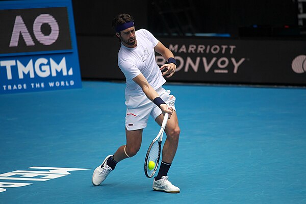 Basilashvili during Australian Open 2022