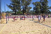 Deutsch: Beachhandball bei den Olympischen Jugendspielen 2018; Tag 4, 10. Oktober 2018; Jungs, Vorrunde, Gruppe B - Mauritius-Kroatien 0:2 English: Beach handball at the 2018 Summer Youth Olympics at 10 October 2018 – Boys Preliminary Round Group B‎ – Mauritius-Croatia 0:2