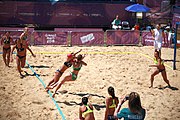 Deutsch: Beachhandball bei den Olympischen Jugendspielen 2018; Tag 4, 10. Oktober 2018; Mädchen, Vorrunde, Gruppe A - Ungarn-Chinese Taipei (Taiwan) 2:0 English: Beach handball at the 2018 Summer Youth Olympics at 10 October 2018 – Girls Preliminary Round Group A‎ – Hungary-Chinese Taipei 2:0