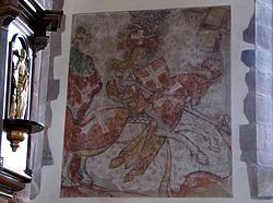 Fresque "St-Georges terrassant le dragon" (XIVe)