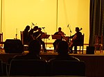 Um grupo de músicos no palco.