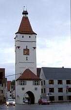 Den sista bevarade stadsporten (Ulmer Tor).