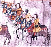 1511. Herald trumpeters of Henry VIII blowing looped buisines or clarions. Middle trumpeter is thought to be John Blanke, an African in service to Catherine of Aragon.