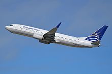 A Copa Airlines Boeing 737-800 departing Los Angeles International Airport, in California (2014)