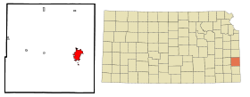 Bourbon County Kansas Incorporated and Unincorporated areas Fort Scott Highlighted.svg