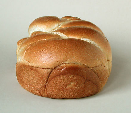 The crusts of most breads, such as this brioche, are golden-brown mostly as a result of the Maillard reaction.