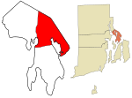 Bristol County Rhode Island incorporated and unincorporated areas Warren highlighted.svg