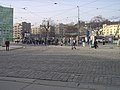 English: Tram track in Mendel square Čeština: Tramvajová trať na Mendlově náměstí