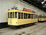 Standaardmotorwagen 1002 in crème. Deze tramserie van meer dan 600 wagens waren verbouwde en gemoderniseerde tweeassers met sterke motoren.