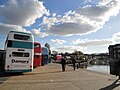 Buses lined up in Newport Quay, Newport, Isle of Wight, for the Isle of Wight Bus Museum's October 2010 running day.